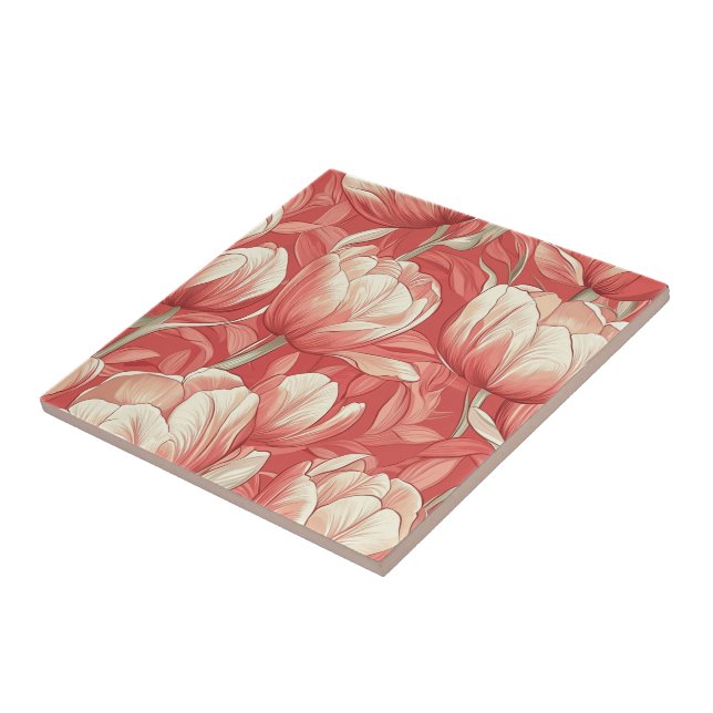 Boho Art Tulip Ceramic Tiles  For Cozy Interior (Side)
