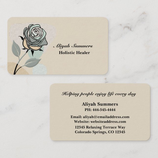 Boho Artistic Rose Meditative Business Card (Front/Back)