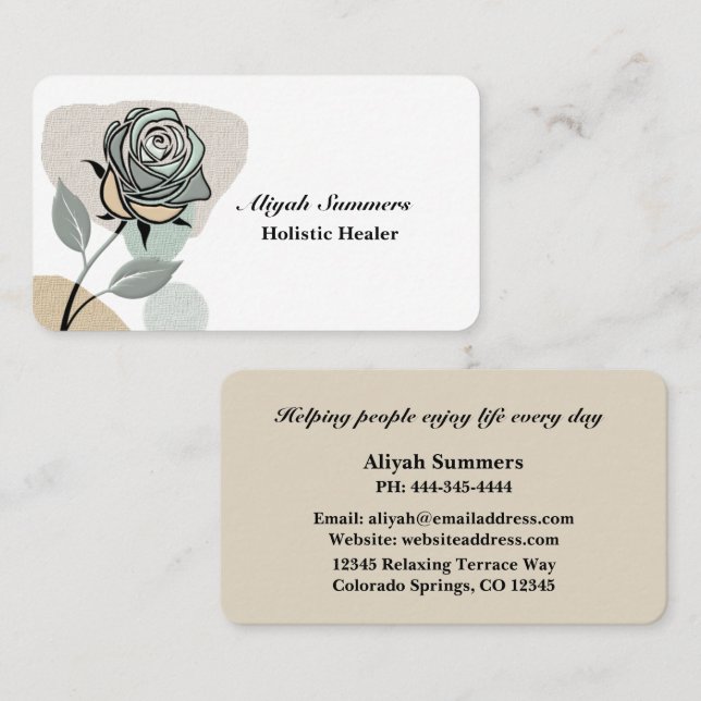 Boho Artistic Rose Meditative Business Card (Front/Back)