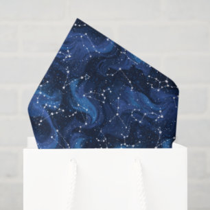 Boho Astrology Zodiac sign pattern on blue Tissue Paper