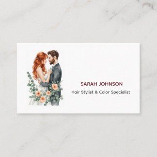 Boho Auburn Bride Hair Stylist Business Card