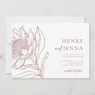 Boho Australian Native Waratah Protea Invitation