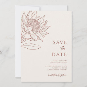 Boho Australian Native Waratah Protea Save The Date