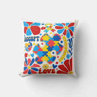 Boho Autism Awareness Throw Pillow