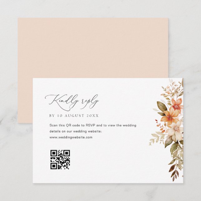 boho automne automne florales mariage carte RSVP (Devant / Derrière)