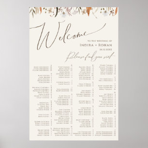 Boho Automne Beige Alphabétique Tableau De Sièges