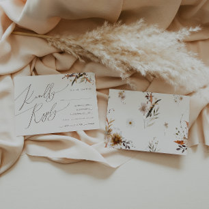 Boho Automne Fleur sauvage Beige Menu Choix Carte 