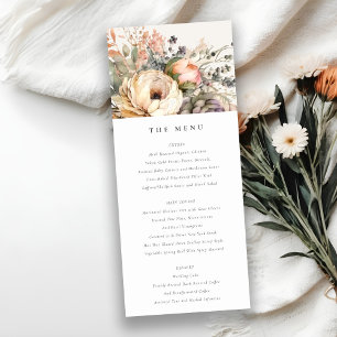 Boho Automne Floral Bunal Mariage Carte Menu
