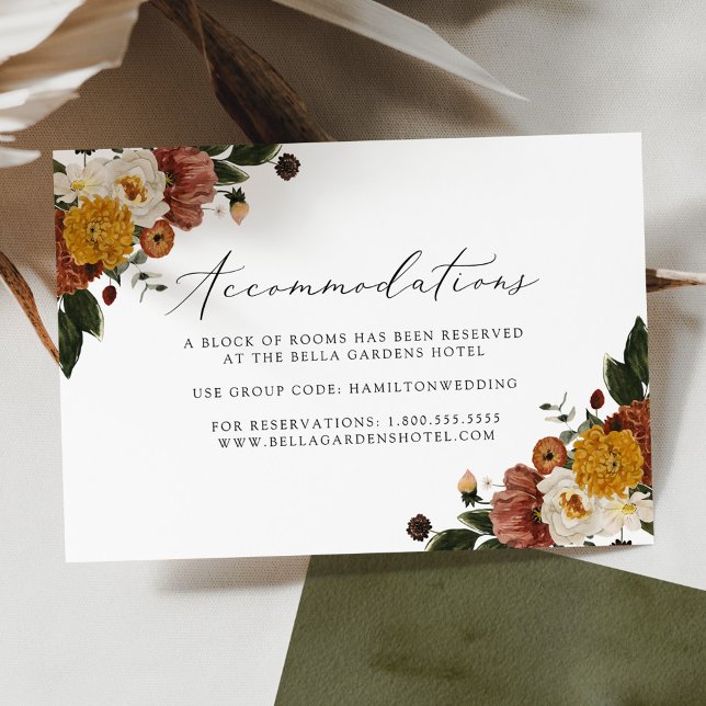 Boho Automne Floral Mariage Carte d'hébergement (Créateur téléchargé)
