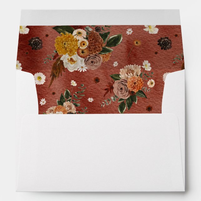 Boho Automne Floral Retour Adresse Enveloppe (Dos (Bas))