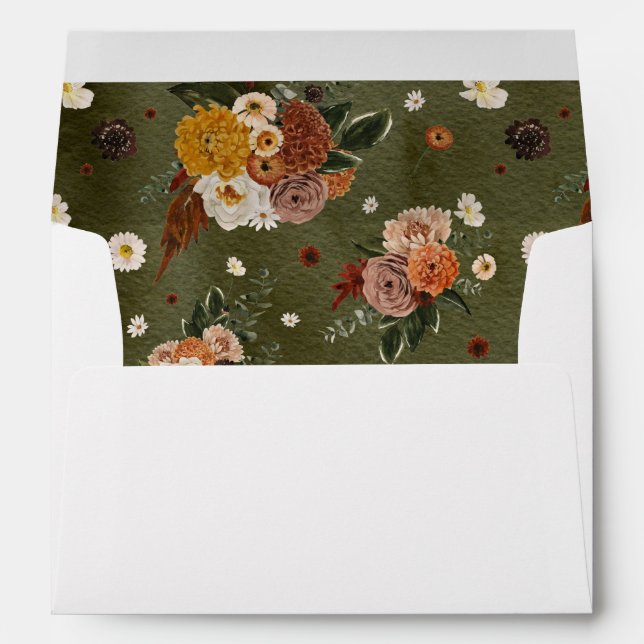 Boho Automne Floral Retour Adresse Enveloppe (Dos (Bas))
