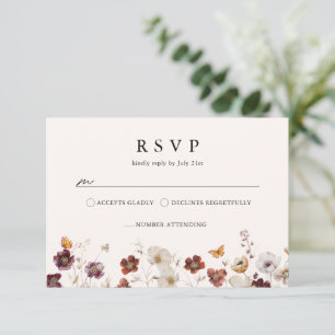 Boho Automne Florals Mariage papillon RSVP