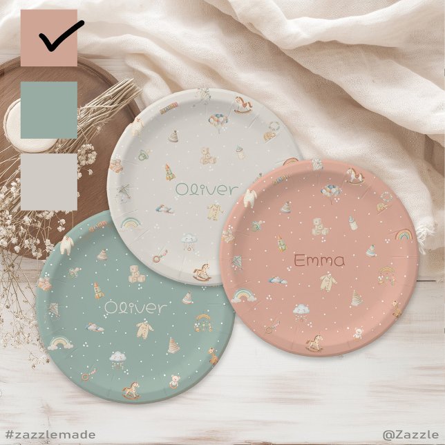 Boho Autumn Baby Shower Personalized  Paper Plate (Boho Autumn Baby Shower Personalized Paper Plates)
