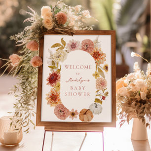 Boho Autumn Baby Shower Welcome Sign