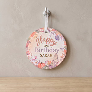 Boho Autumn Birthday Pumpkin Custom Ornament