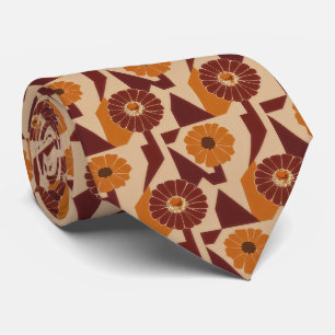 Boho Autumn Botanical Floral Pattern Tie