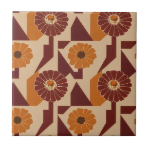 Boho Autumn Botanical Floral Pattern Tile