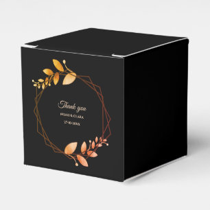Boho autumn botanical gold frame wedding favor box
