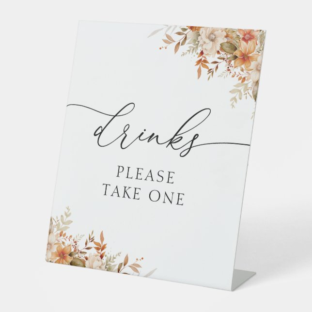 boho autumn fall florals drinks sign (Front)