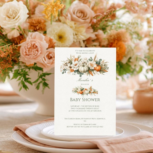 Boho Autumn Floral Arrangement Baby Shower Invitation (Creator Uploaded)