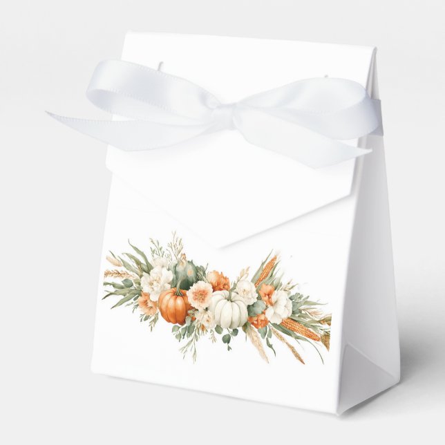 Boho Autumn Floral Arrangement Favor Box (Front Side)