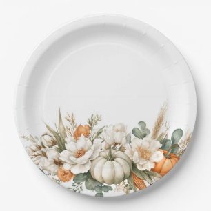 Boho Autumn Floral Arrangement Paper Plate