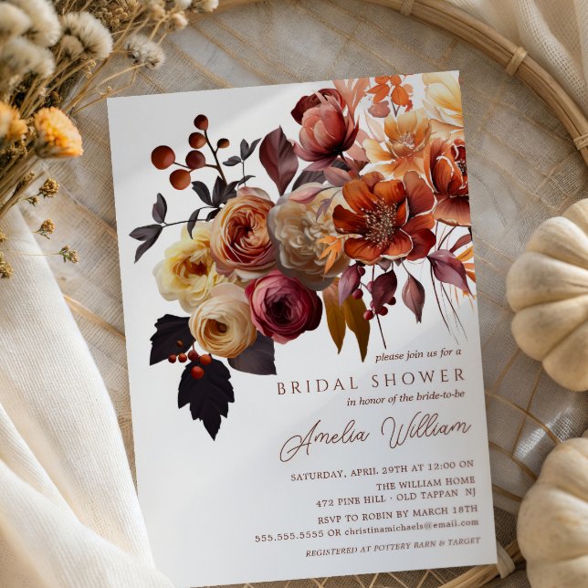 Boho Autumn Floral Bridal Shower  Invitation (Creator Uploaded)