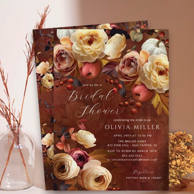 Boho Autumn Floral Bridal Shower  Invitation (Creator Uploaded)