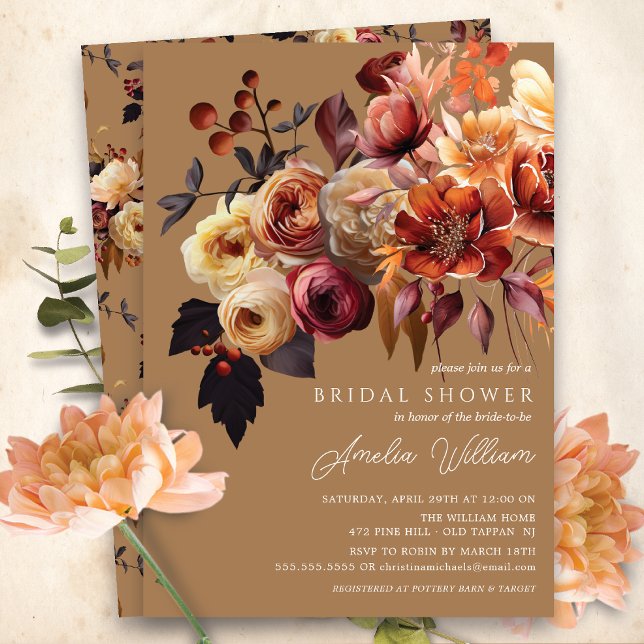 Boho Autumn Floral Bridal Shower  Invitation (Creator Uploaded)