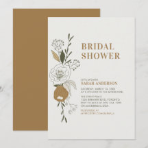 Boho Autumn Floral Bridal Wedding Shower Invitatio