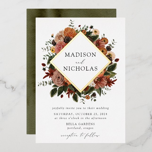 Boho Autumn Floral Frame Wedding (Front/Back)