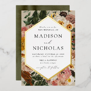Boho Autumn Floral Geometric Frame Wedding