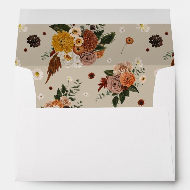 Boho Autumn Floral Return Address Envelope (Back (Bottom))