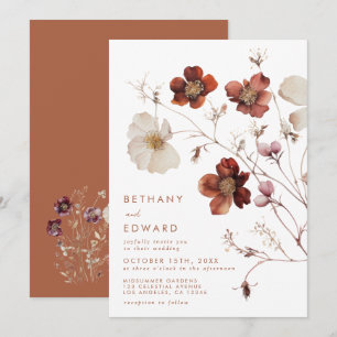 Boho Autumn Floral Wedding Invitation