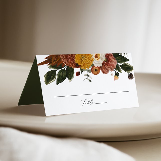 Boho Autumn Floral Wedding Place Card (Creator Uploaded)