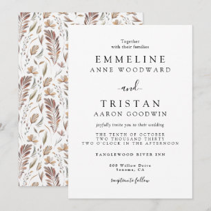 Boho Autumn Foliage Botanical Wedding Invitation