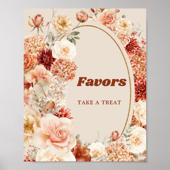 Boho autumn garden spices orange beige rust favour poster (Front)