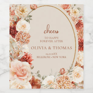 Boho autumn garden spices orange beige rust wine label