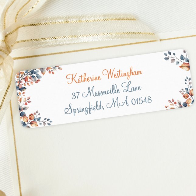 Boho Autumn Leaves Return Address Labels Set (Creator Uploaded)