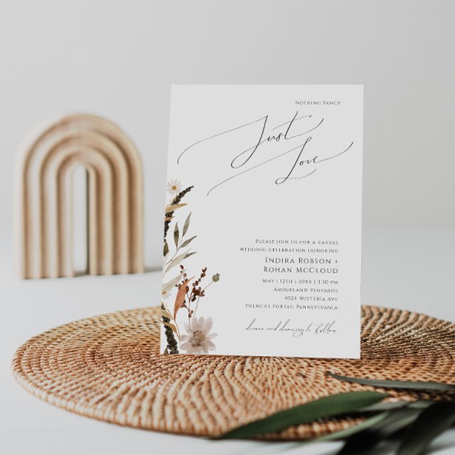 Boho Autumn Nothing Fancy Just Love Wedding Invitation (Creator Uploaded)