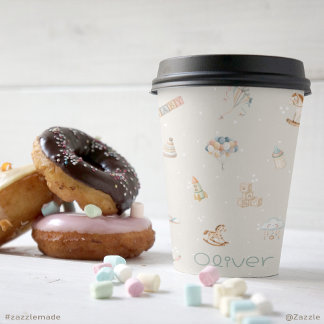 Boho Autumn Personalized Baby Shower Paper Cup