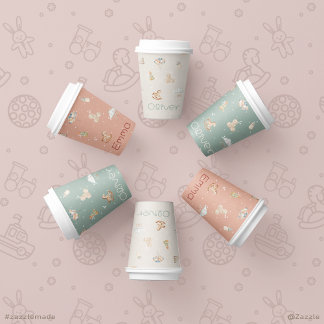 Boho Autumn Personalized Baby Shower Paper Cup
