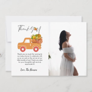 Boho autumn pumpkin car baby shower thank you card