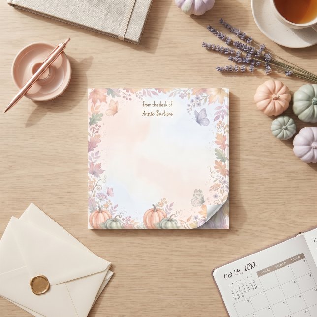 Boho Autumn Pumpkin Custom Notes (Keep your reminders stylish with these personalized boho autumn sticky notes.)