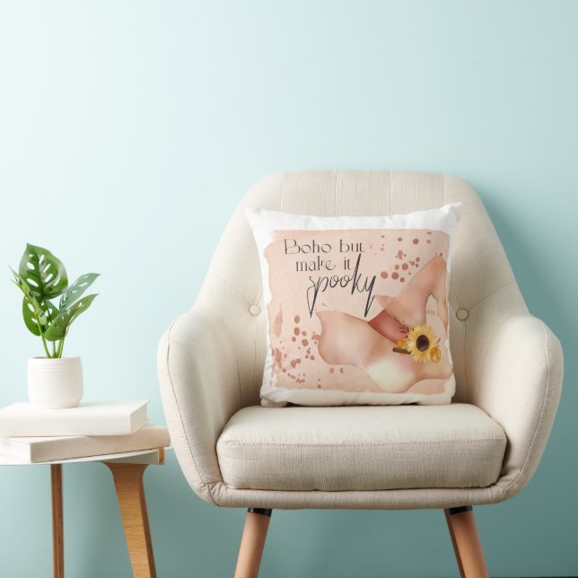 Boho Autumn Quote Throw Pillow (Chair)