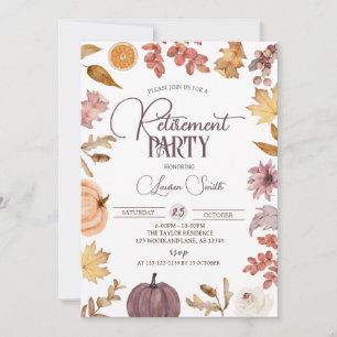 Boho Autumn Retirement Party Invitation
