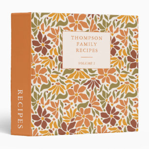 Boho Autumn Terracotta Floral Personalized Recipe Binder