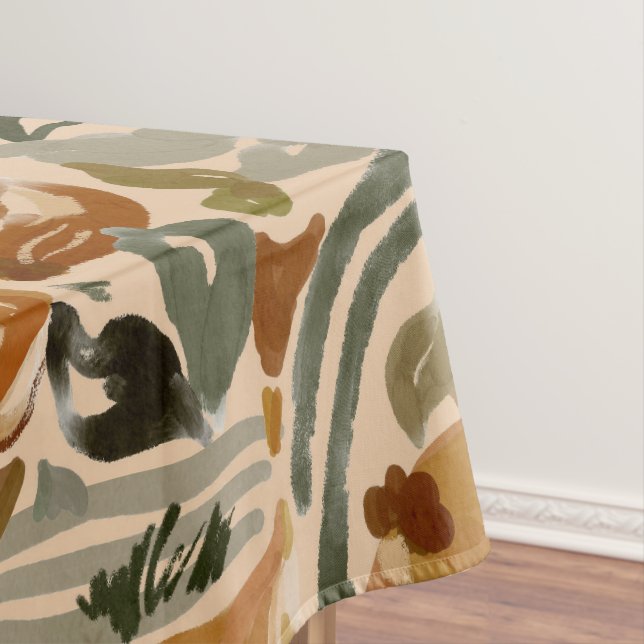 Boho Autumn Terracotta Floral Thanksgiving Fall Tablecloth (In Situ)