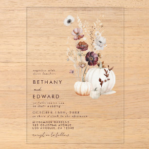 Boho Autumn Wedding Acrylic Invitations