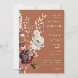 Boho Autumn Wildflower All-In-One Wedding Invitation
